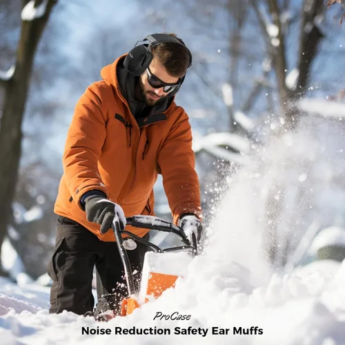Vista 7 de ProCase - Orejeras con cancelación de ruido SNR 33dB, auriculares de protección auditiva para adultos, orejeras insonorizadas para trabajo, corte