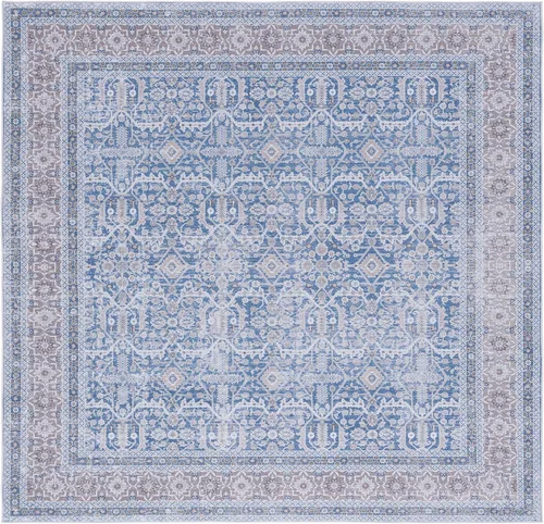 Vista 11 de SAFAVIEH Tucson Collection - Alfombra lavable de 2 pies 6 pulgadas x 6 pies, azul y al óxido, antideslizante y fácil de limpiar, ideal para pasillo