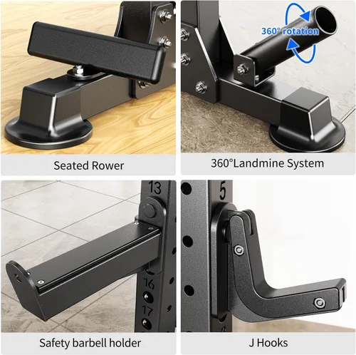 Vista 6 de Rack Multiusos para Sentadillas, Conjunto de Rack de Pesas Smith Machine con Sistema de Crossover de Cables, Racks de Potencia para Gimnasio