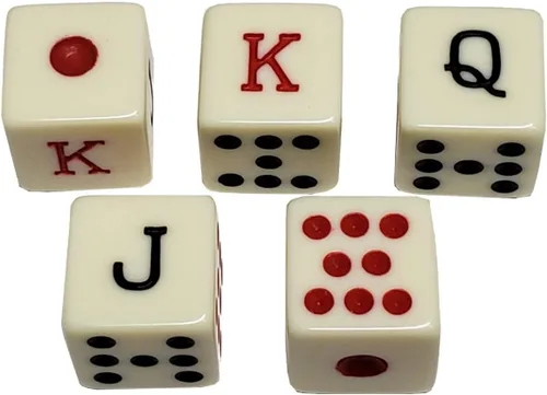 Vista 2 de Juego de dados de póker de 16 mm con esquinas cuadradas y taza de dados de cuero PU negro forrada de terciopelo suave - Caja de regalo
