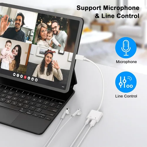 Vista 2 de [Certificado MFi de Apple] Adaptador de auriculares USB-C a 0.1 in