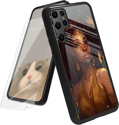 Vista 160 de Funda para Samsung Galaxy A12 5G con protector de pantalla, parte trasera de vidrio templado + TPU de silicona suave que absorbe los golpes