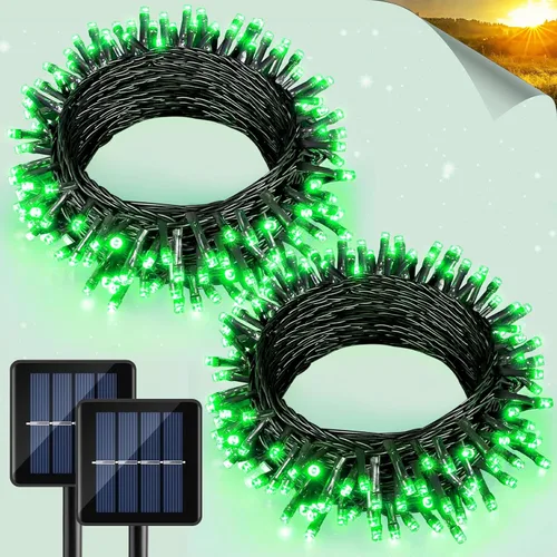 Vista 11 de 2 Pack de luces solares de Navidad para exteriores, tira de luces solares de 80 pies con 240 LED para exteriores, impermeables, 8 modos de luz