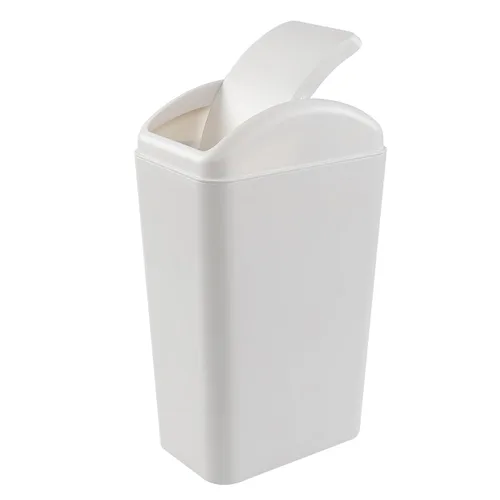 Vista 7 de Cand Cubo de basura de plástico pequeño de 14 L, cubos de basura delgados con tapa abatible, gris claro
