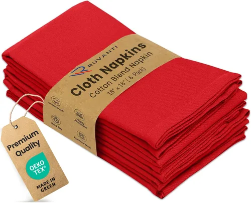 Vista 61 de Ruvanti - Juego de 4 servilletas de tela de 45x45 centímetros, lavables, suaves, duraderas, absorbentes, mezcla de algodón. Servilletas de mesa
