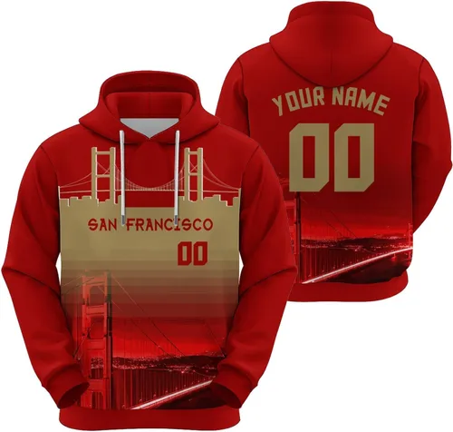 Vista 31 de Custom Football Hoodies City Night Skyline Personalized Sweatshirt Name Number Fan Gift Pullover for Men Women Youth