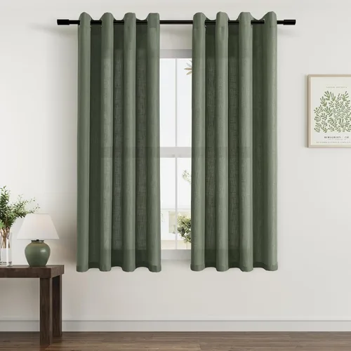 Vista 84 de Cortinas de lino negro para dormitorio y sala de estar de 84 pulgadas de largo, juego de 2 paneles, para habitación de niños, filtro de luz