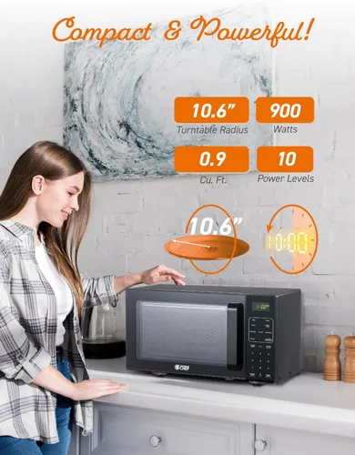 Vista 4 de Comercial Chef 5 en 1 Microondas de Encimera con Freidora de Aire Combo, Capacidad de 0.9 pies cúbicos, Microondas con Freidora de Aire, Horno
