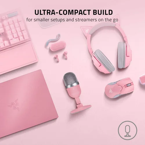Vista 4 de Razer Seiren Mini Micrófono Condensador USB: para transmisión y juegos en PC - calidad de grabación profesional - patrón preciso de captación