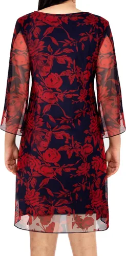 Vista 2 de SeSe Code Vestido de malla elástica con volantes y manga 34 para mujer, vestidos de invitadas de boda