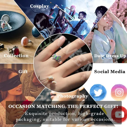 Vista 5 de LANMENSY Demon Slayer Anillos de anime Joyería original de plata de ley 925 "All24 estilos" nuevo Tamaño ajustable Kimetsu No Yaiba Cosplay Moda