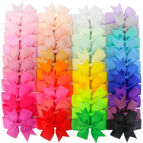 Vista 10 de 60 piezas de broches para el pelo con lazos para bebés: broches de 2 pulgadas totalmente forrados para bebés y niñas (30 pares)
