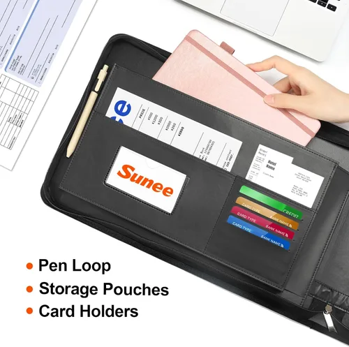 Vista 3 de SUNEE Carpeta de Talonario de Cheques Comercial con Cremallera de 7 Anillos de 1 Pulgada con Cremallera para Cheques Comerciales (9" x 13"), Carpeta