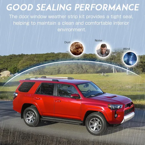 Vista 6 de Kit de 5 piezas de burlete sellador para ventana de puerta exterior compatible con Toyota 4Runner 2003-2009 Reemplaza 68290-35031 68161-35060