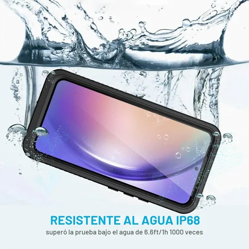 Vista 4 de Lanhiem Funda para teléfono Samsung Galaxy A54 5G, IP68 impermeable a prueba de polvo, [protector de pantalla integrado] Funda protectora de cuerpo