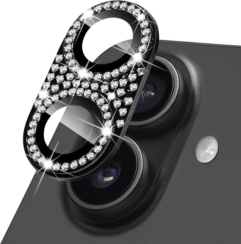 Vista 41 de Protector de lente de cámara para iPhone 13 & iPhone 13 Mini, brillante con diamantes de imitación 3D con purpurina, cubierta de cámara de vidrio