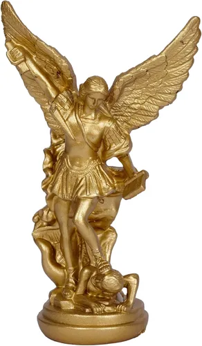 Vista 11 de Estatua de Arcángel de San Miguel – Escultura de ángel de arcángel de bronce de San Miguel, 5.2 pulgadas, figura católica cristiana
