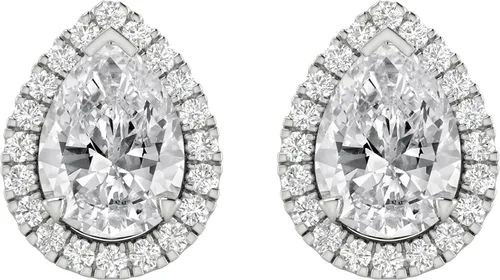 Vista 5 de Houston Diamond District Aretes de halo de diamantes cultivados en Platinado