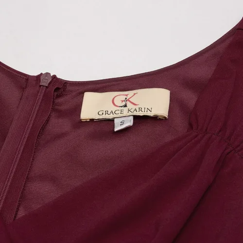 Vista 4 de Vestido de cóctel GRACE KARIN para dama de honor sin mangas con cuello en V