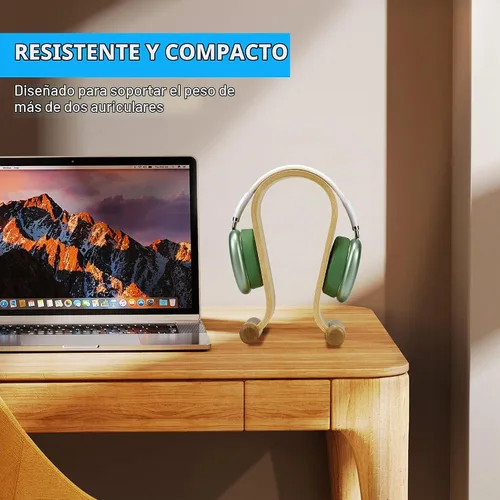 Vista 2 de SAMDI Soporte De Auriculares De Cuero Soporte De Auriculares Soporte Para Auriculares Universal Gaming Headset Holder - Abedul