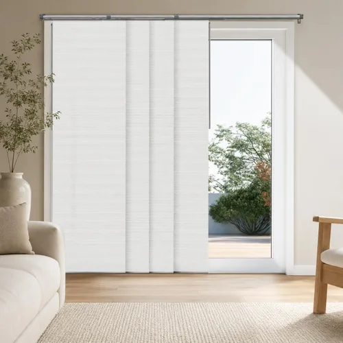 Vista 24 de CHICOLOGY Elegantes Persianas Verticales Transparentes Blancas para el Hogar, Ventanas Interiores Grandes, Puerta Corrediza, Patio (78" An x 84" Al)