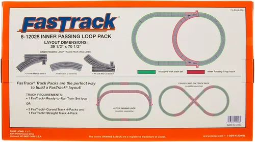 Vista 7 de Lionel FasTrack Electric O Gauge, paquete de pista adicional de bucle de paso interno