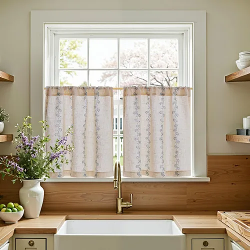 Vista 36 de Jinchan - Cortinas de lino texturizado para cocina, 24 pulgadas, natural, 2 paneles Mezcla de lino beige natural
