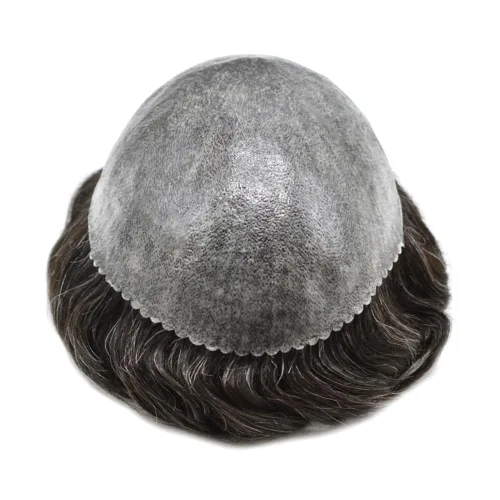 Vista 429 de Toupee para hombre 100% cabello humano real tupé para hombres 0.004 in piel de poliuretano para hombre, sistema de reemplazo de piezas de pelo