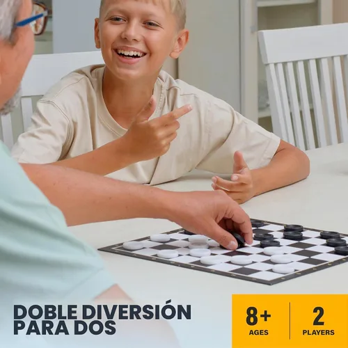 Vista 8 de Juego de mesa de damas con 30 piezas de damas, juego de mesa clásico para niños y adultos