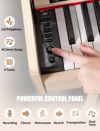 Vista 4 de Uiscom Piano digital, peso de 88 teclas, eléctrico, de escritorio a tocador de madera, teclado progresivo, acción de martillo, perfecto