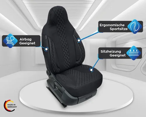 Vista 8 de BREMER SITZBEZÜGE Custom Seat Covers for VW T7 Multivan PL404 PL404 Black