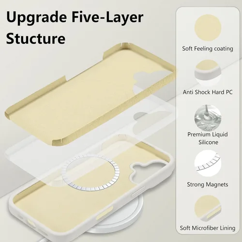 Vista 564 de Funda magnética de silicona para iPhone 13 Pro, color blanco antiguo [Compatible con Magsafe] [Forro de microfibra suave antiarañazos], funda