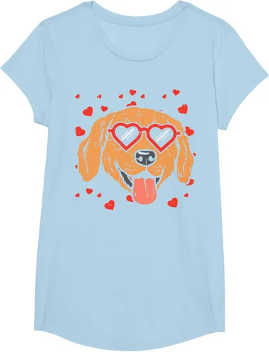 Vista 15 de Golden Retriever cara corazón gafas día de San Valentín perro regalo camiseta Negro