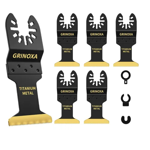 Vista 9 de 3 cuchillas oscilantes de titanio, cuchillas multiherramienta universales profesionales para uñas de metal y madera, aptas para Dewalt Milwaukee