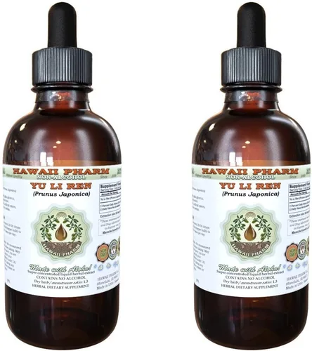 Vista 6 de YU Li Ren sin alcohol Extracto de líquido, Yu li ren, Bush cereza (Prunus Japonica) Seed glycerite Suplemento de hierbas naturales, Hawaii Pharm