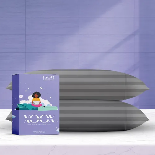 Vista 27 de XOOX Linen Juego de 4 fundas de almohada de algodón egipcio, tamaño Queen, fundas de almohada de lujo de 1500 hilos de alto tamaño estándar