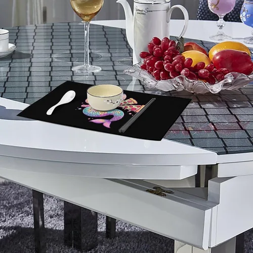 Vista 4 de Juego de 6 manteles individuales resistentes y lavables para decoración de mesa de cena y fiesta