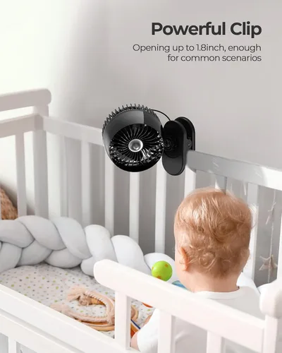Vista 4 de Koonie Ventilador USB con clip, viento fuerte, ultra silencioso, pequeño ventilador de escritorio con abrazadera fuerte, ajustable de más de 360°, 3