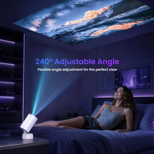 Vista 11 de Mini proyector portátil con WiFi y Bluetooth compatible con Netflix Blanco