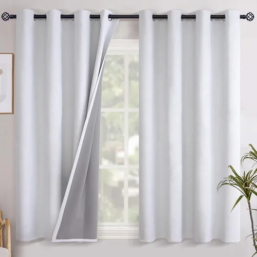 Vista 48 de YoungsTex - Cortinas opacas de lino para dormitorio, oscurecimiento de la habitación, cortinas con textura de lino, paneles con aislamiento térmico