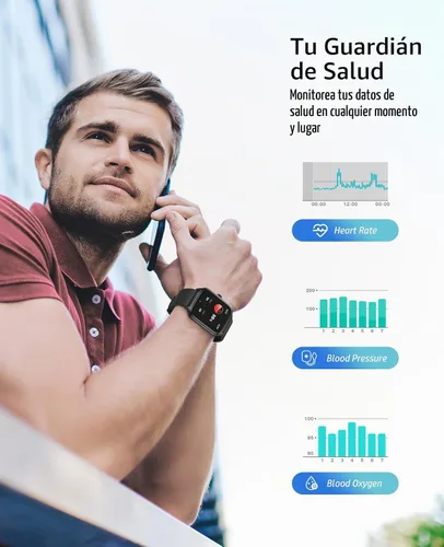 Vista 2 de Relojes inteligentes para hombres y mujeres con llamada Bluetooth, rastreador de actividad física de 1.96 pulgadas, pantalla táctil completa HD