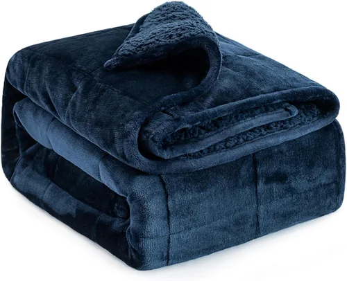 Vista 9 de Lofus Manta pesada para adultos (15 libras, 48 x 72 pulgadas), manta pesada lavable a máquina, mantas suaves con peso para aliviar el estrés y Negro