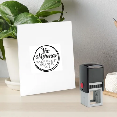 Vista 9 de Sello de dirección con monograma autoentintado personalizado con más de 10 diseños. 7+ diseños