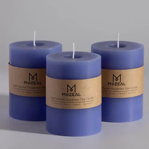 Vista 56 de MOZEAL Juego de 3 velas sin perfume vertidas a mano de 3 x 6 pulgadas, velas tipo pilar sin goteo, combustión de larga duración, aproximadamente 120