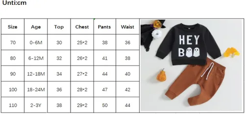 Vista 6 de Karwuiio Conjunto de disfraz de Halloween para bebé, sudadera de manga larga y pantalones para otoño