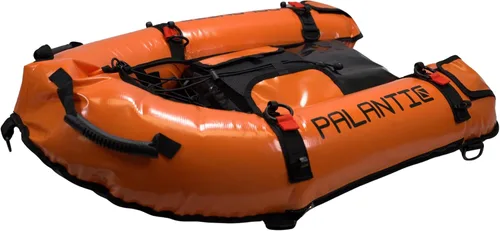 Vista 3 de Palantic Barco flotante inflable para pasarela de buceo con bandera de buceo y bomba de aire, naranja