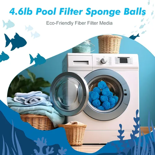 Vista 6 de Zubebe Filtro de piscina de 4.6 libras, medios de filtro de fibra para piscina, filtros de arena y centro de baño, bañeras, spas, acuarios, suciedad