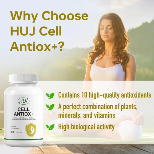 Vista 4 de HUJ Cell Antiox+ Suplemento – Antioxidantes superiores y apoyo celular – Contiene extracto de semilla de uva, extracto de granada, resveratrol