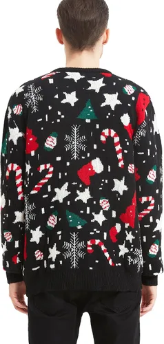 Vista 3 de *daisysboutique* Suéter para hombre con muñecos de nieve, reno, Papá Noel, copos de nieve, para Navidad