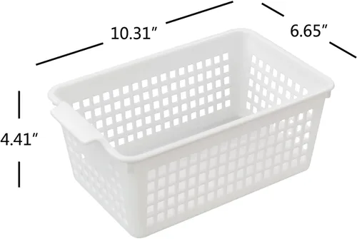 Vista 2 de Paquete de 6 cestas de almacenamiento de plástico blanco, cesta de almacenamiento pequeña